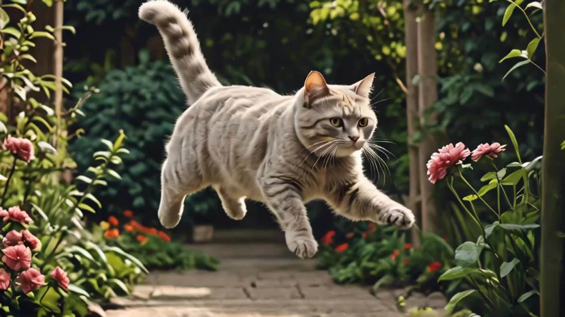 可爱的小猫在花园里视频的预览图