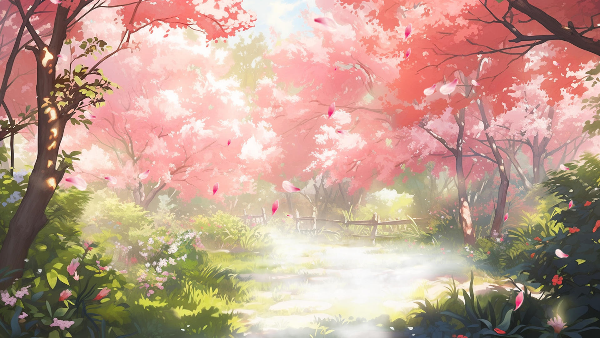 春季唯美卡通森林背景视频展示视频的预览图