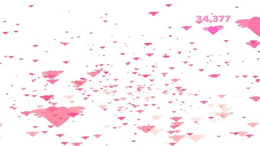闪光和暗粉红色心脏飞行计数和等值文本视频的预览图