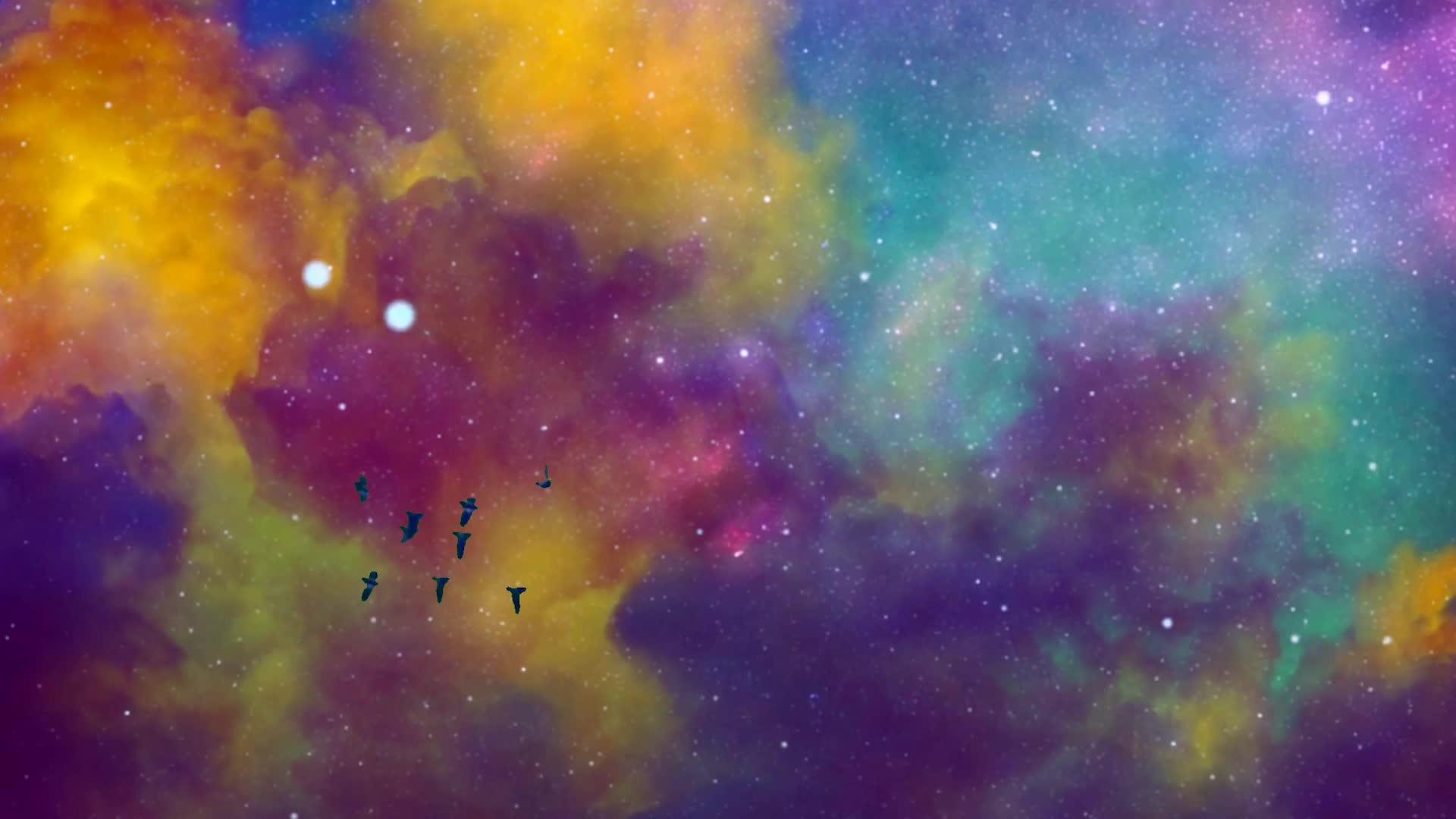 五颜六色的云和明亮的星星视频的预览图