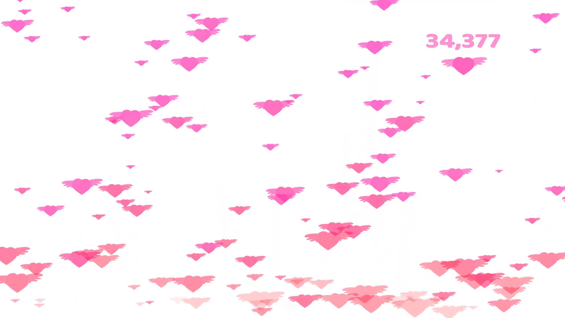 数百万粉红的心在计数和情人节文字1中飞行视频的预览图