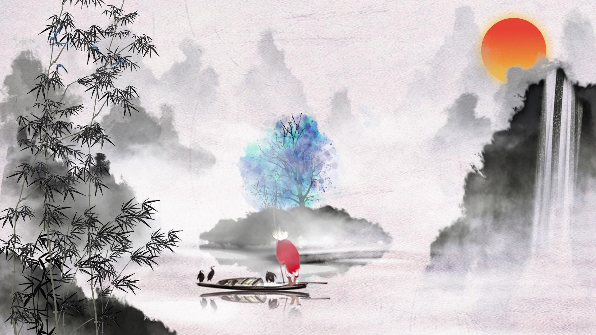 唯美水墨画中国风背景视频的预览图