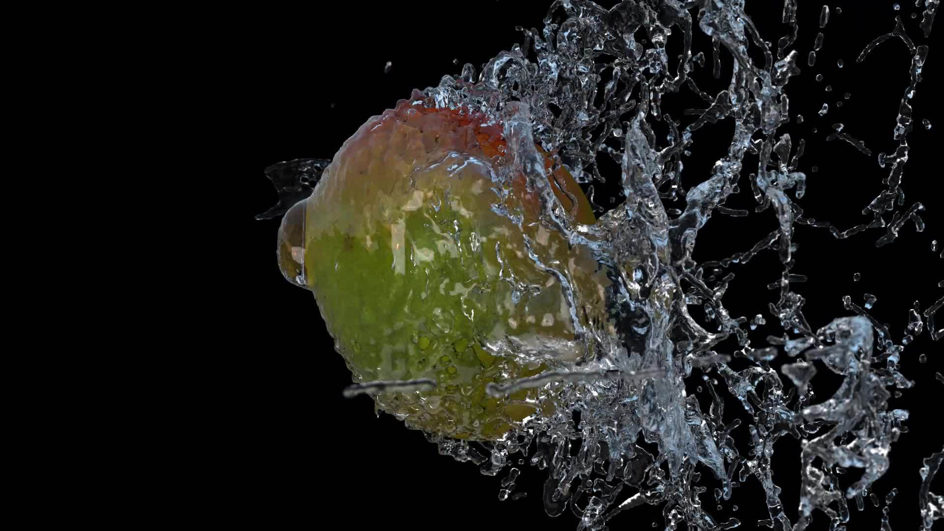 苹果芒果在黑色背景01超慢动作视频的预览图
