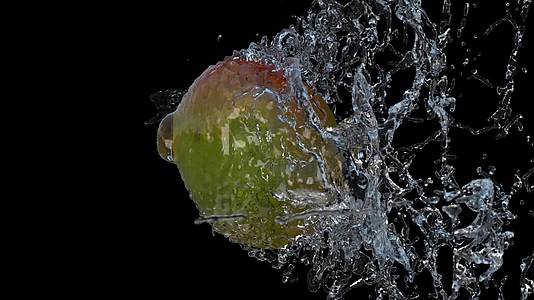 苹果芒果在黑色背景01超慢动作视频的预览图