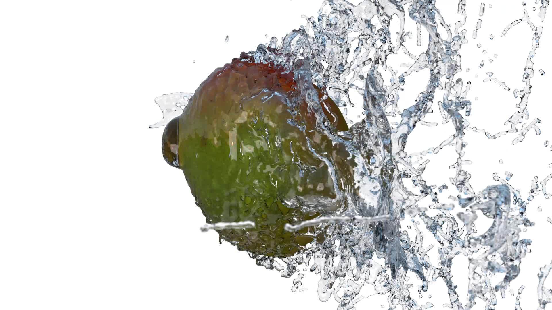 苹果芒果在白色背景01超慢动作视频的预览图