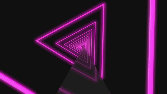 旋转霓虹灯三角形创造隧道红粉紫色光谱荧光视频的预览图