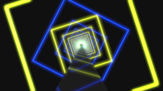 创造隧道蓝黄光现代多彩照明4k热气流的蓝色如环形动画视频的预览图