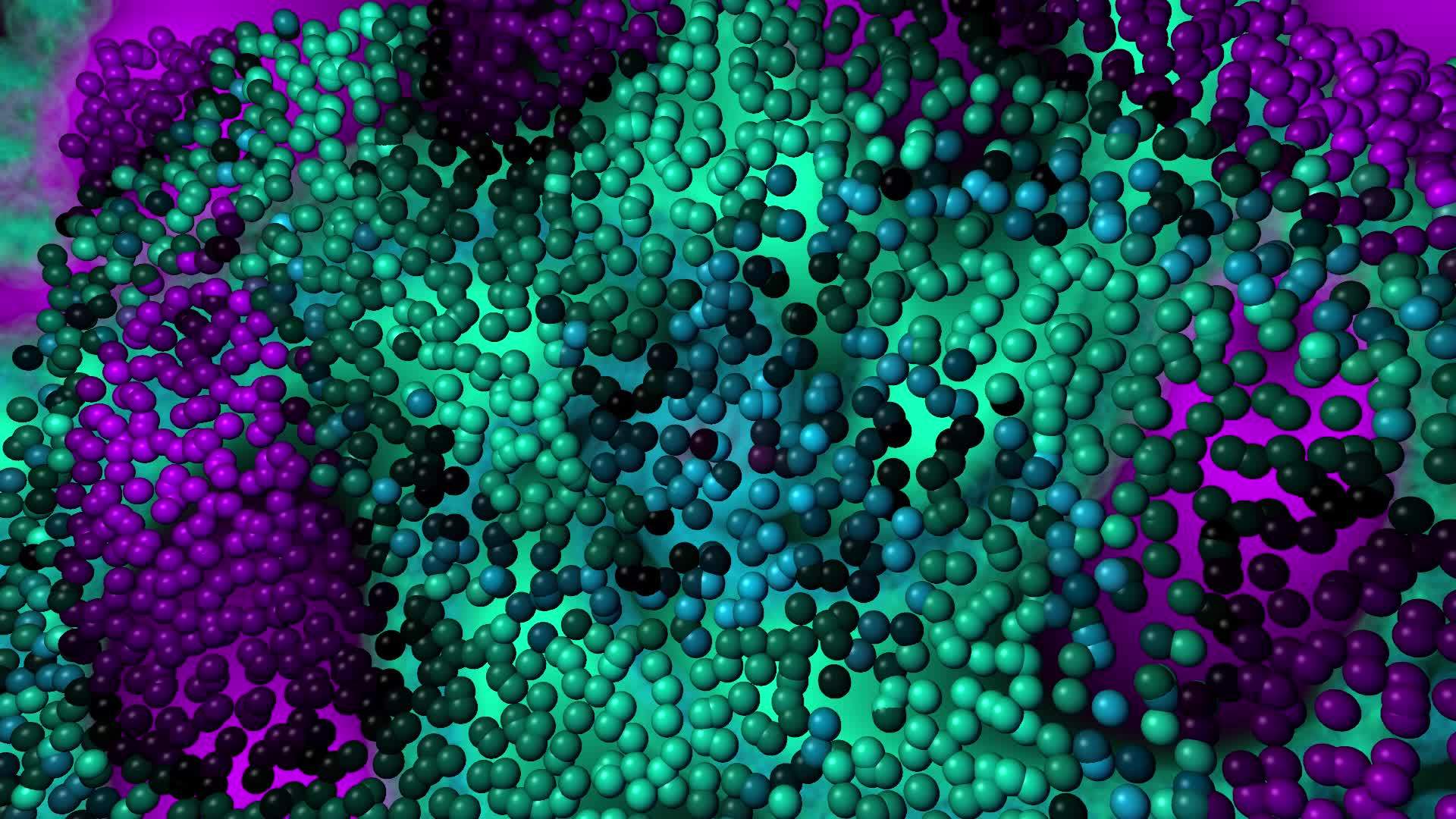 带有彩色球的抽象绿色净化背景视频的预览图