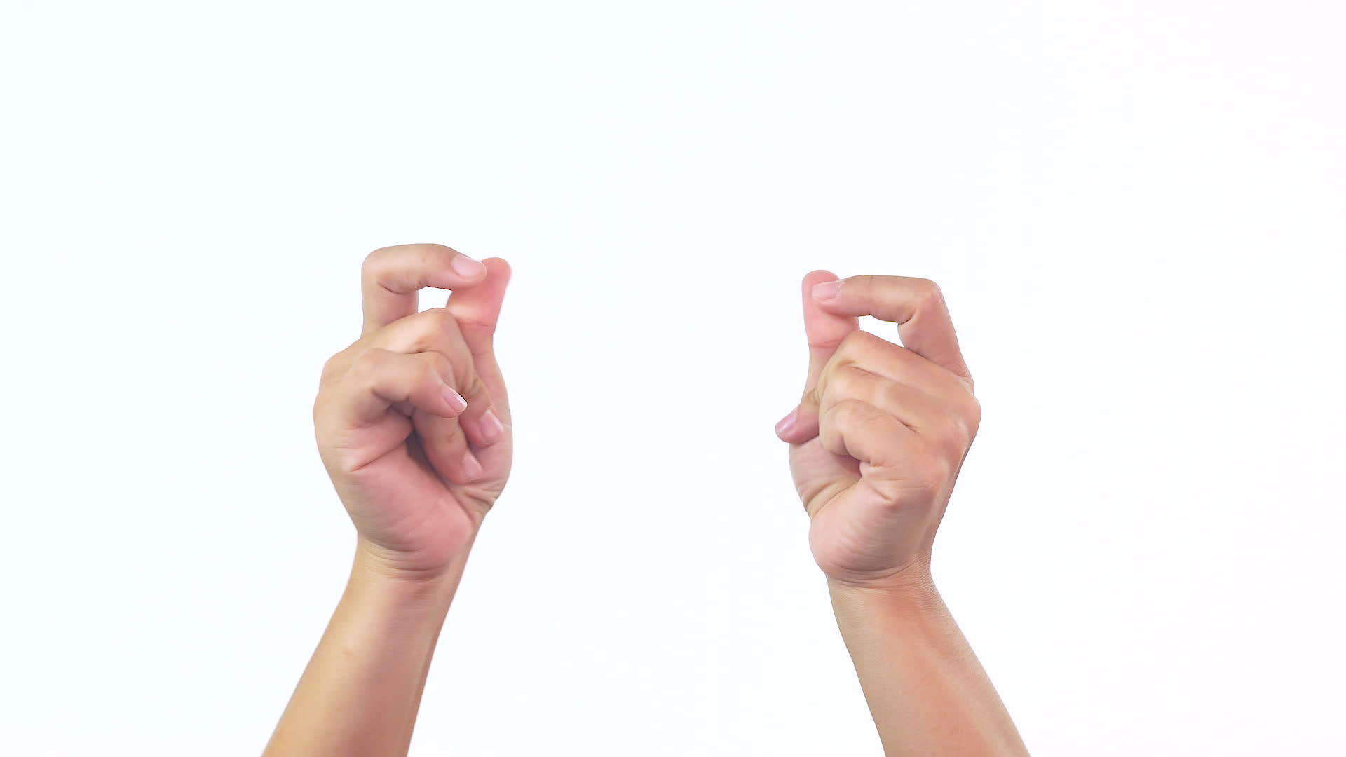 紧握着她的手指举起手指向白色背景中一首单曲的节奏视频的预览图