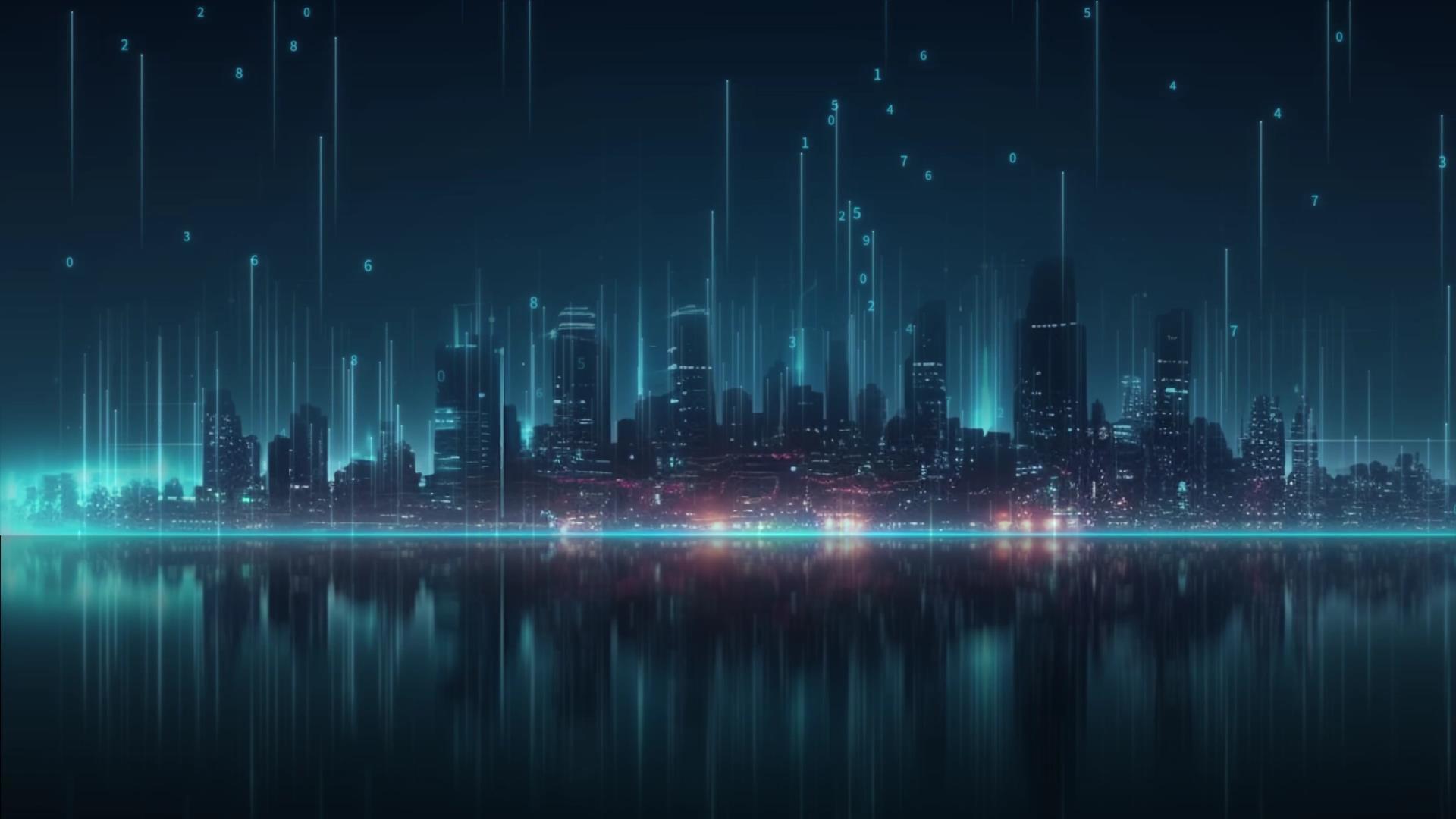 数字城市4K技术背景视频视频的预览图