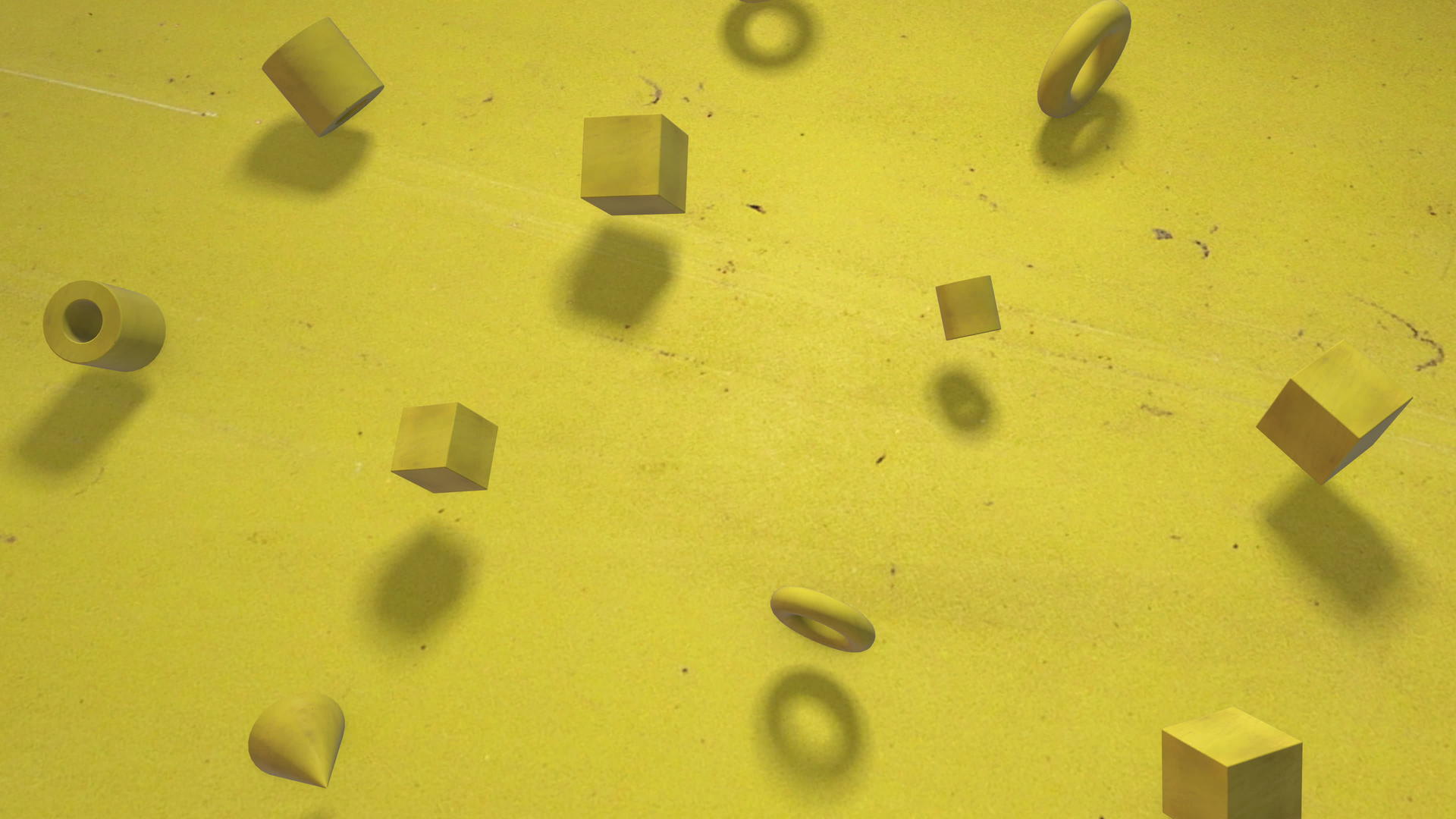 阳光明媚的黄色立方体百吉饼圆柱体旋转无缝轮廓背景视频的预览图