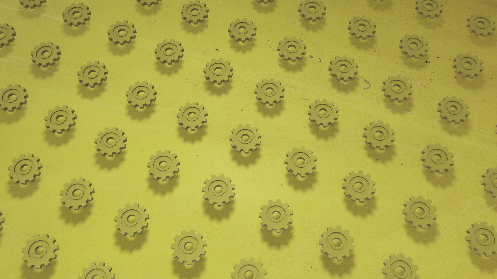 阳光明媚的黄色齿轮旋转机构无缝轮廓背景3D动画视频的预览图