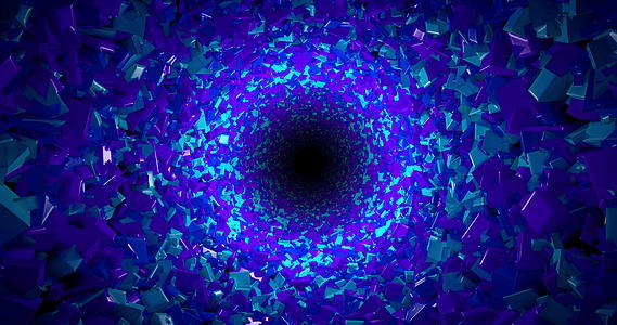 通过抽象隧道由蓝盒滚动动画制作视频的预览图