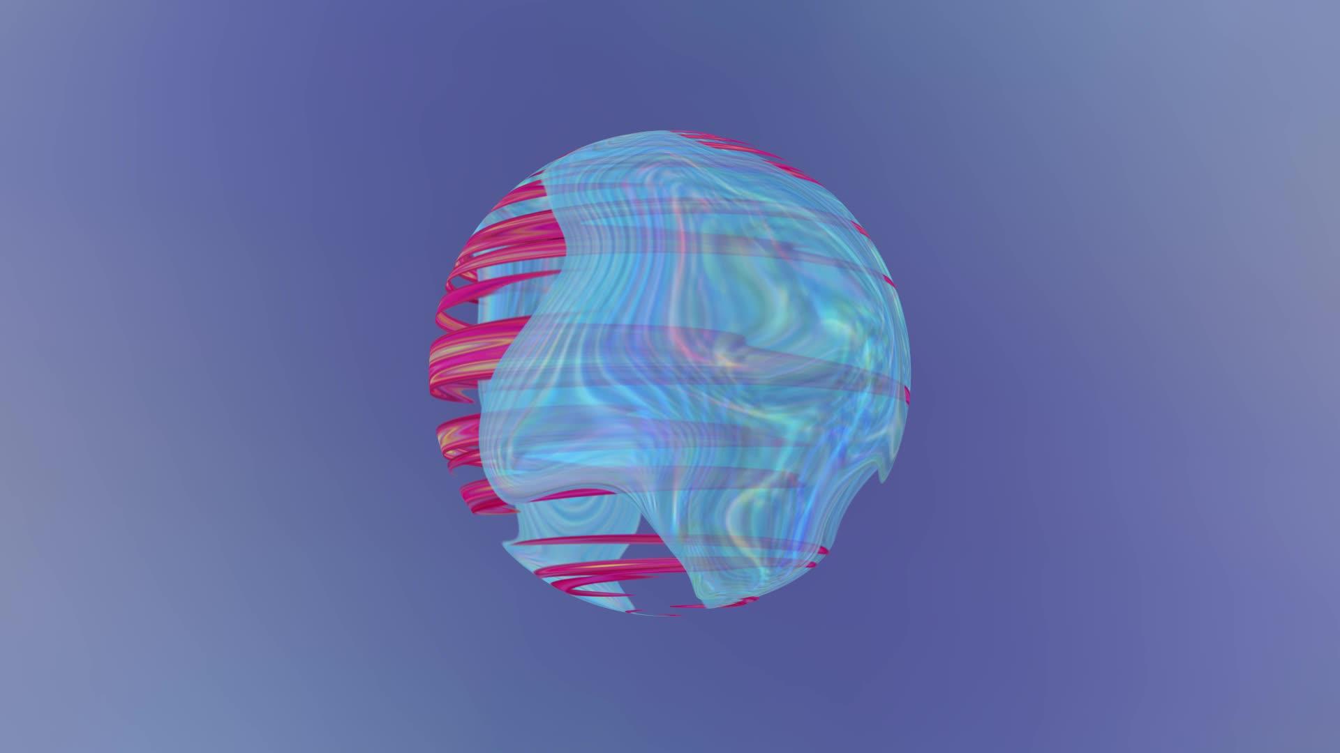 带有抽象旋转球的蓝色背景视频的预览图