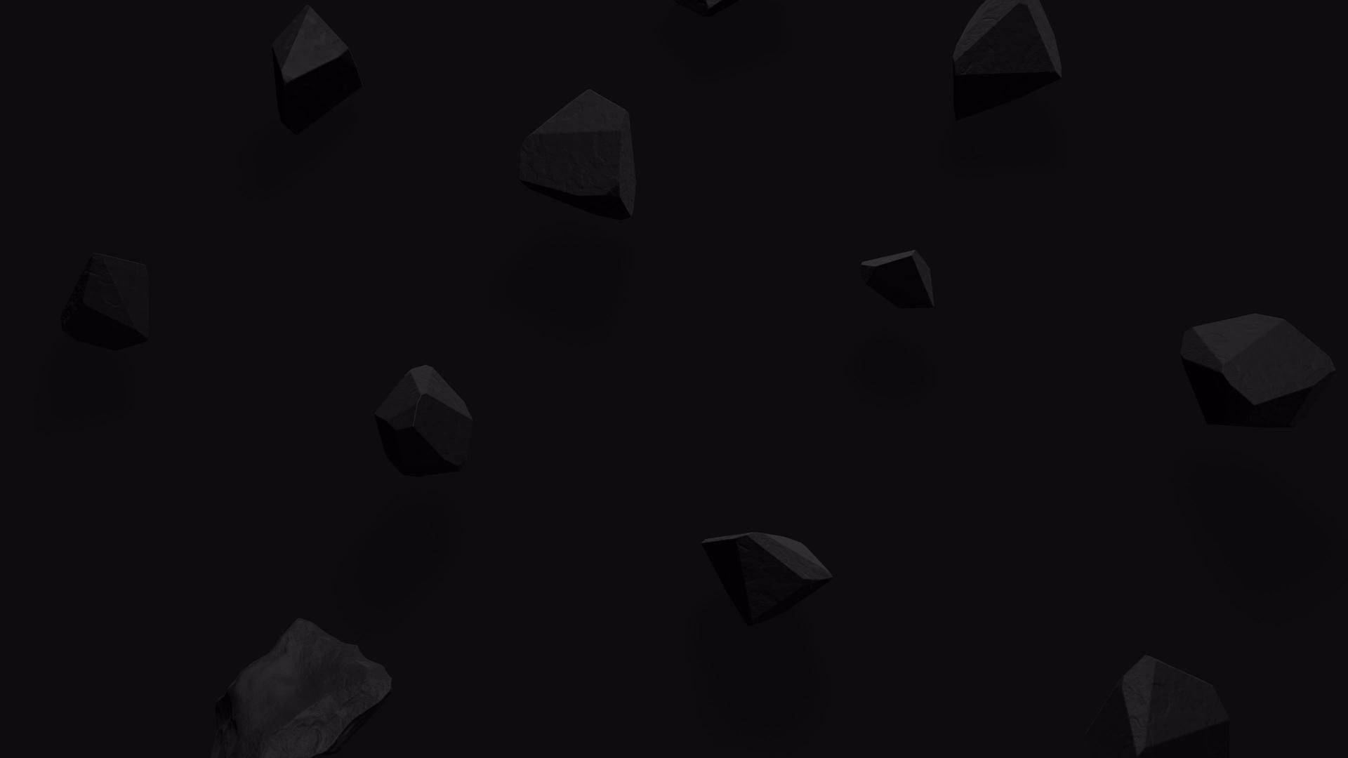 时尚的黑色背景动画运动与浮石旋转的同构岩石具有阴影视频的预览图