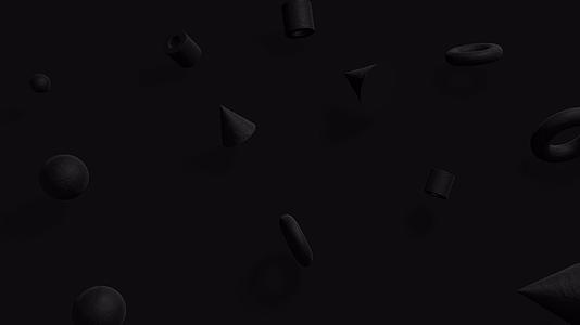 黑色新形式运动的时尚背景动画具有各种形状的阴影旋转视频的预览图