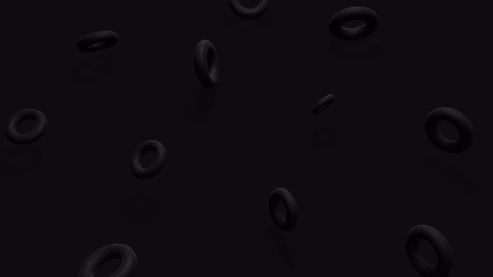 时尚的黑色背景动画运动同形浮动百吉饼旋转视频的预览图