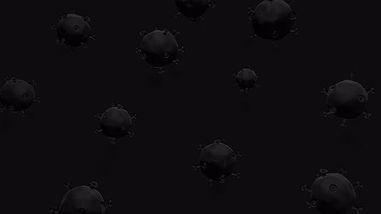 时尚的黑色背景动画运动是同形的漂浮的马勒库拉旋转在视频的预览图