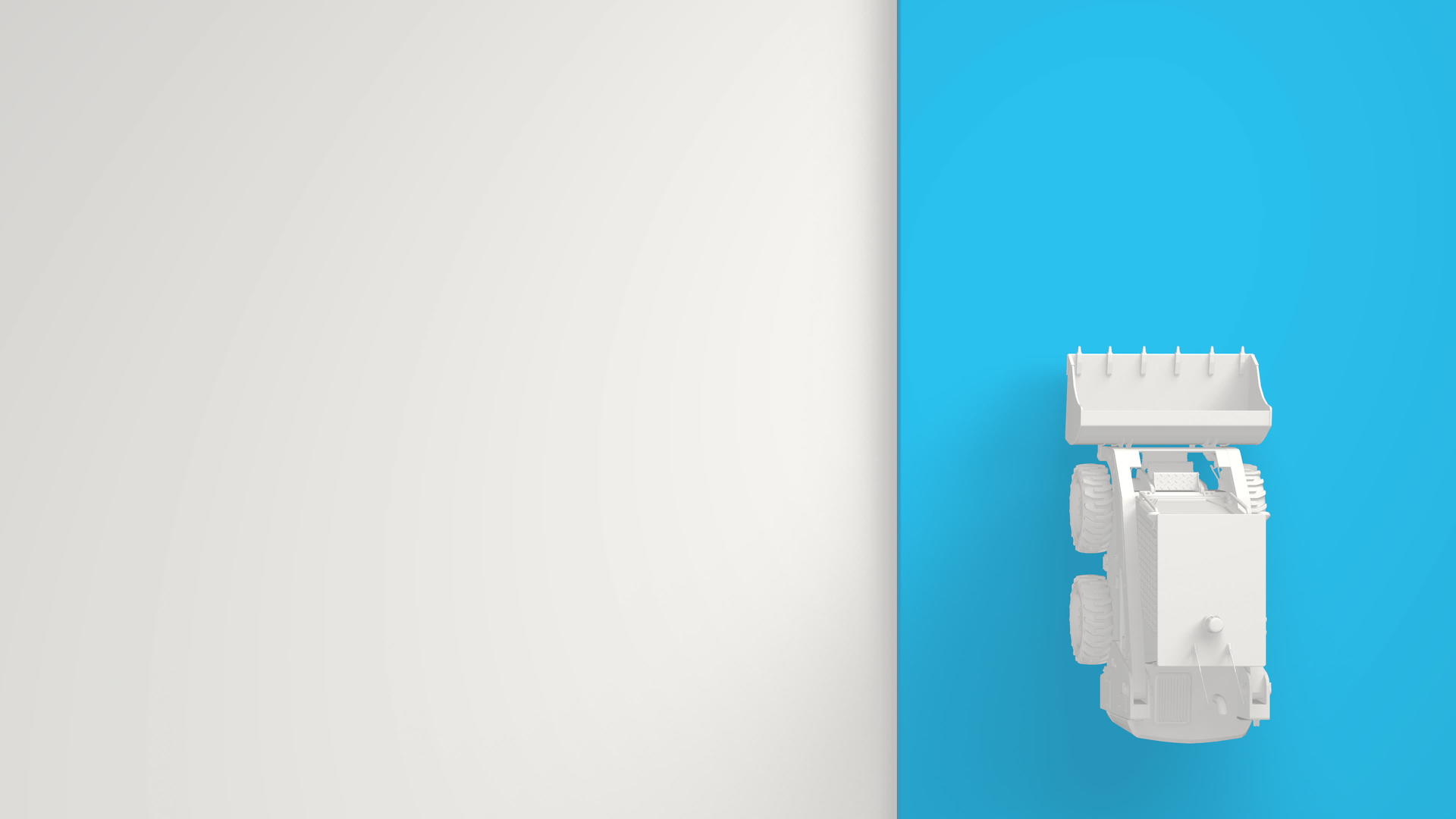 4K蓝色背景上的白色拖拉机顶视图和白色背景是一个想法视频的预览图