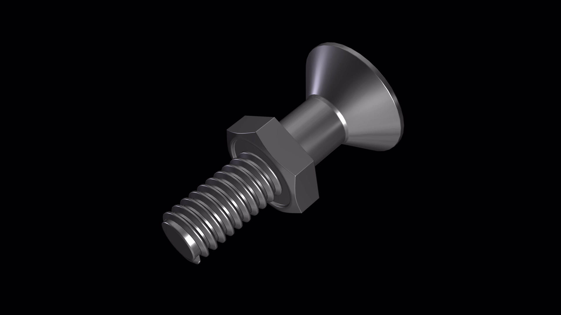 螺丝和螺母紧固螺母和螺栓金属灰色动画螺丝是有角度的视频的预览图