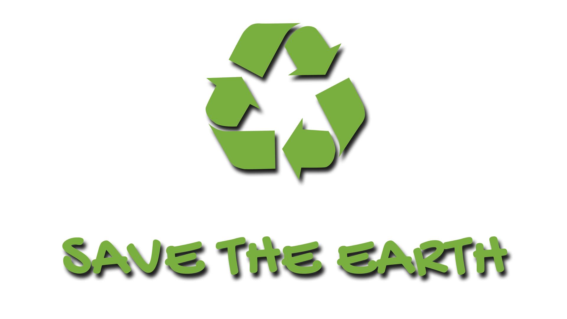 带有绿色口号的动态回收以拯救地球视频的预览图