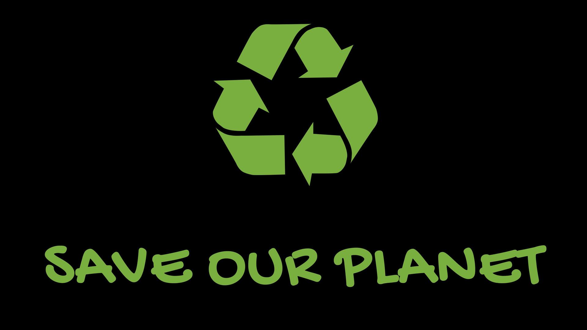 带有绿色口号的动态回收标志拯救了我们的地球视频的预览图