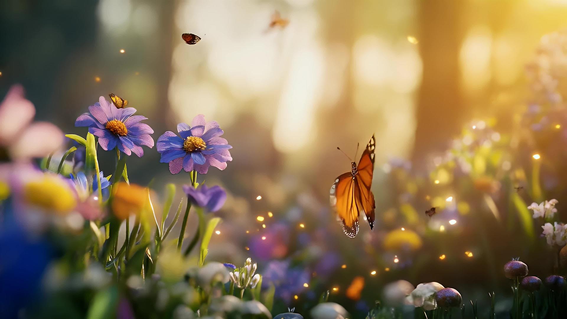 森林大树丁达尔效应草河自然风光视频的预览图