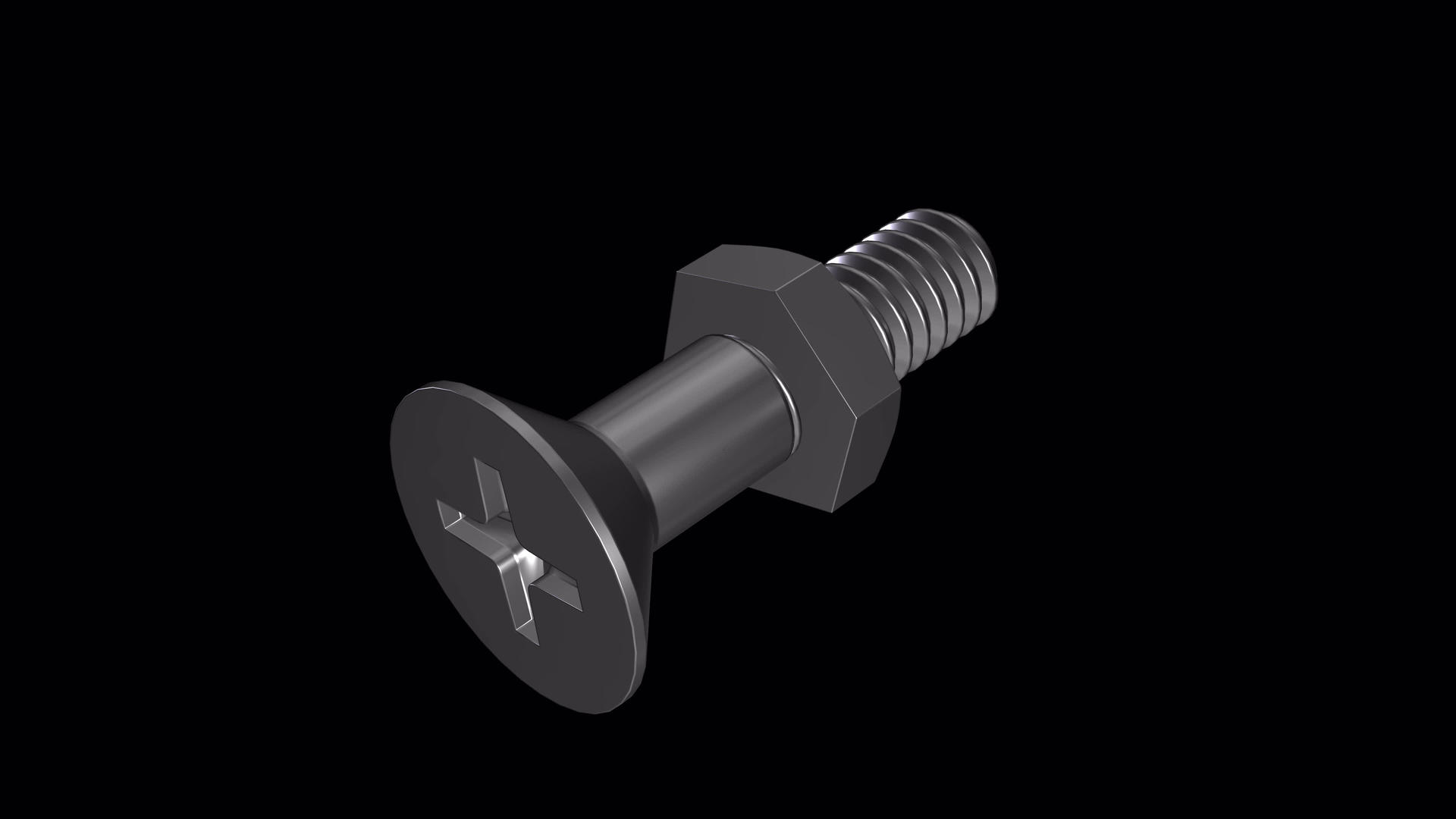 螺丝和螺母紧固螺母和螺栓金属灰色动画螺丝是有角度的视频的预览图