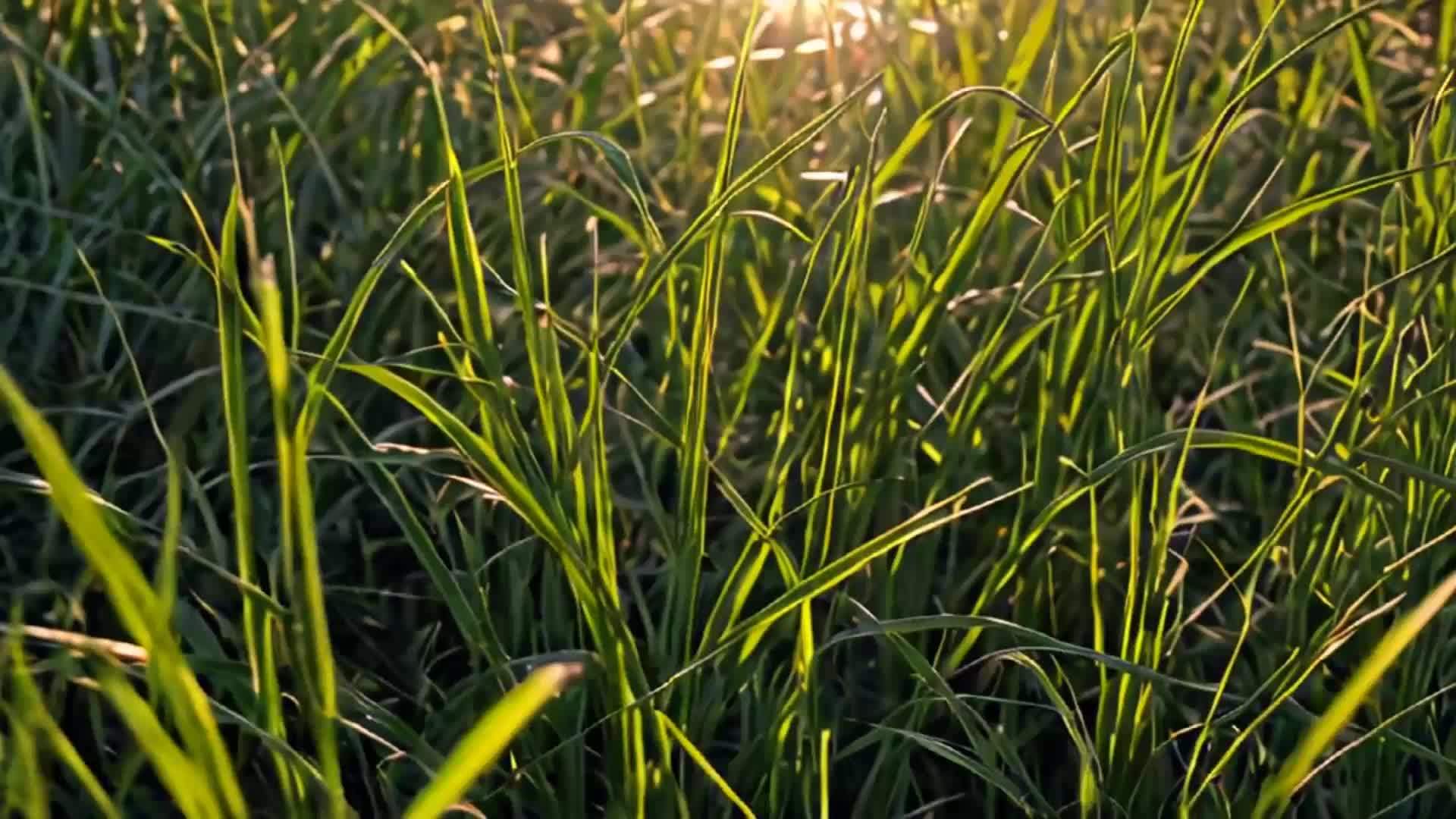 太阳穿过草地的自然风光空镜视频的预览图
