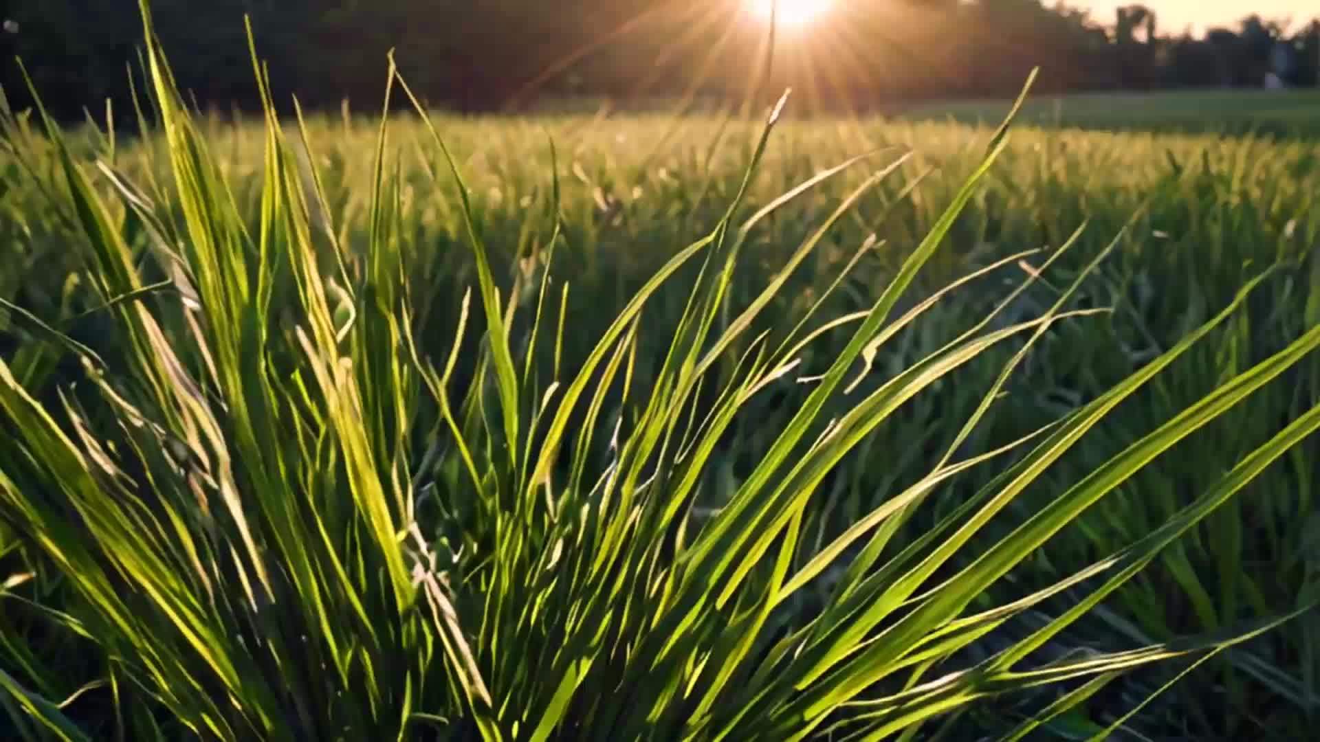 春天阳光穿过草地美丽的风景视频的预览图