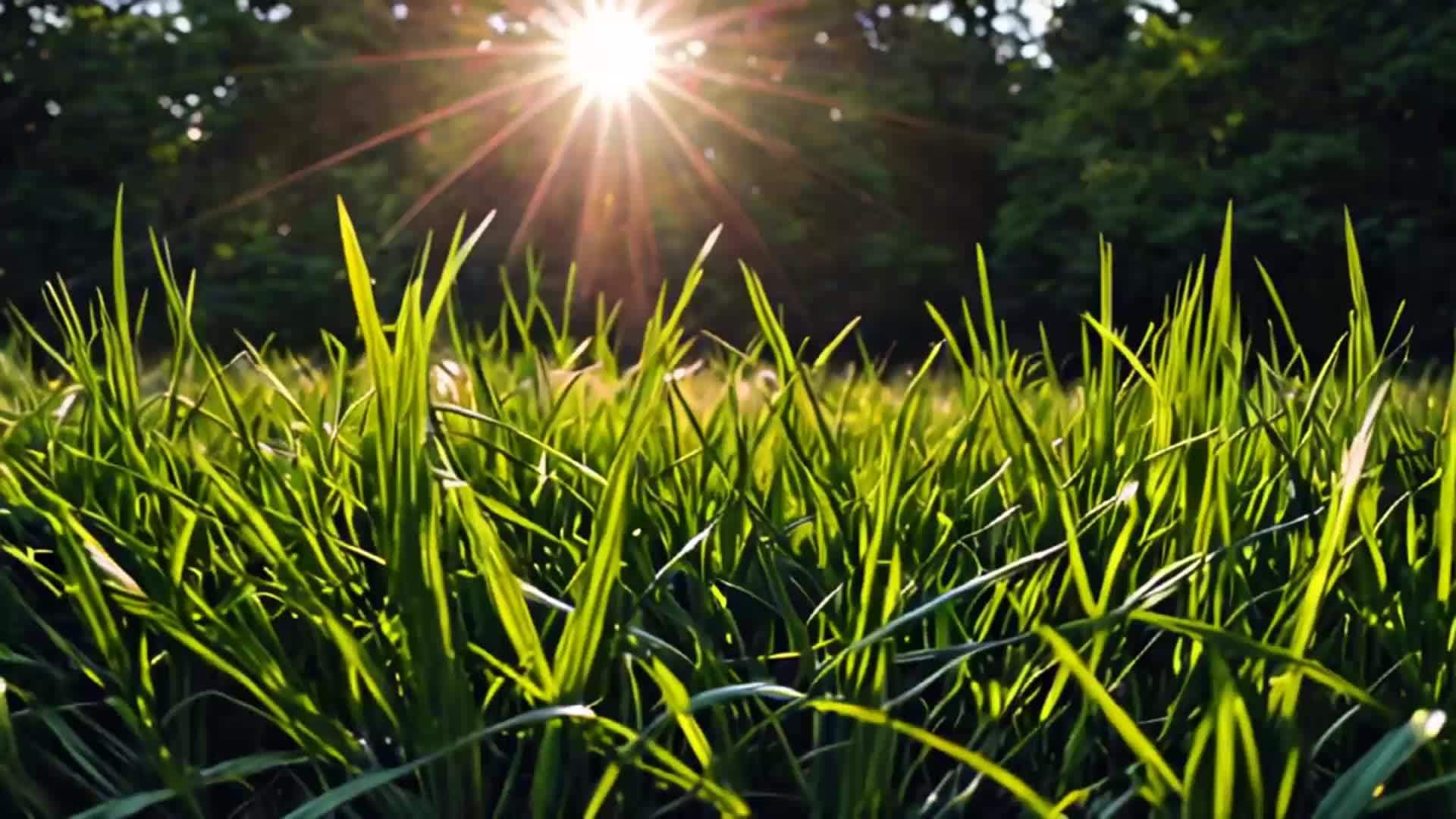 阳光穿过草地美丽的风景视频的预览图