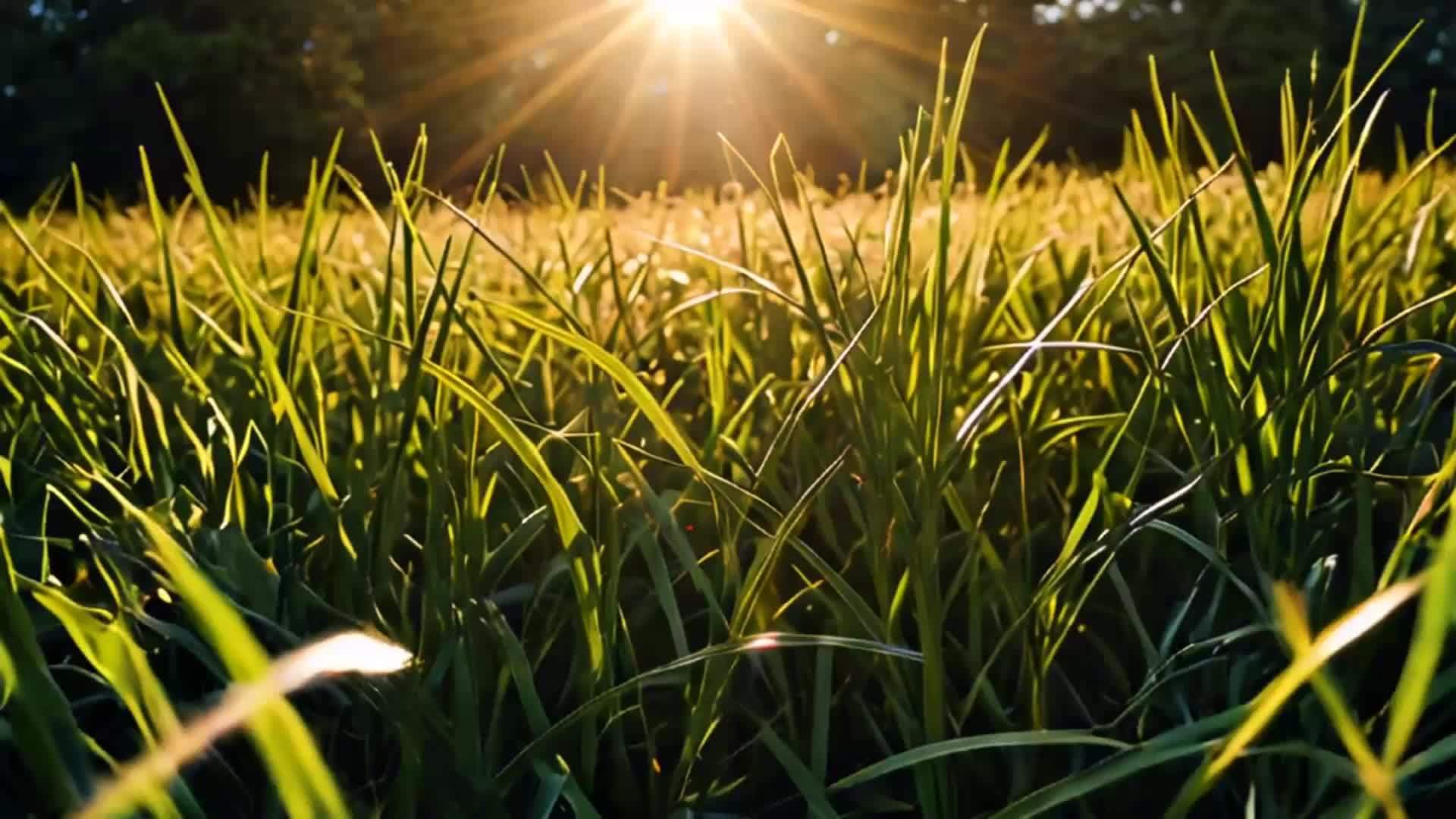 太阳穿过草地空镜视频的预览图