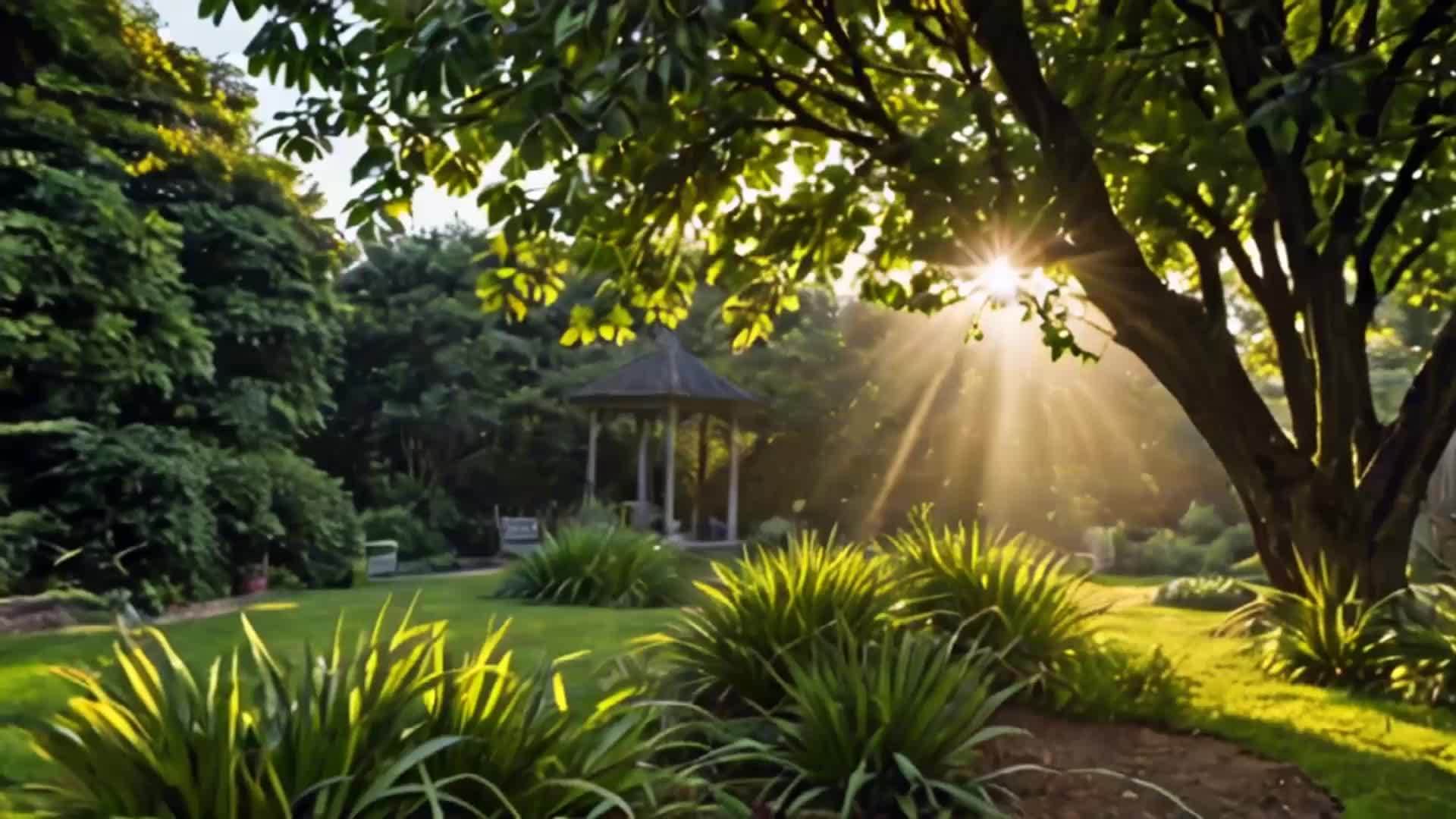 太阳穿过公园美丽的自然风光景色视频的预览图
