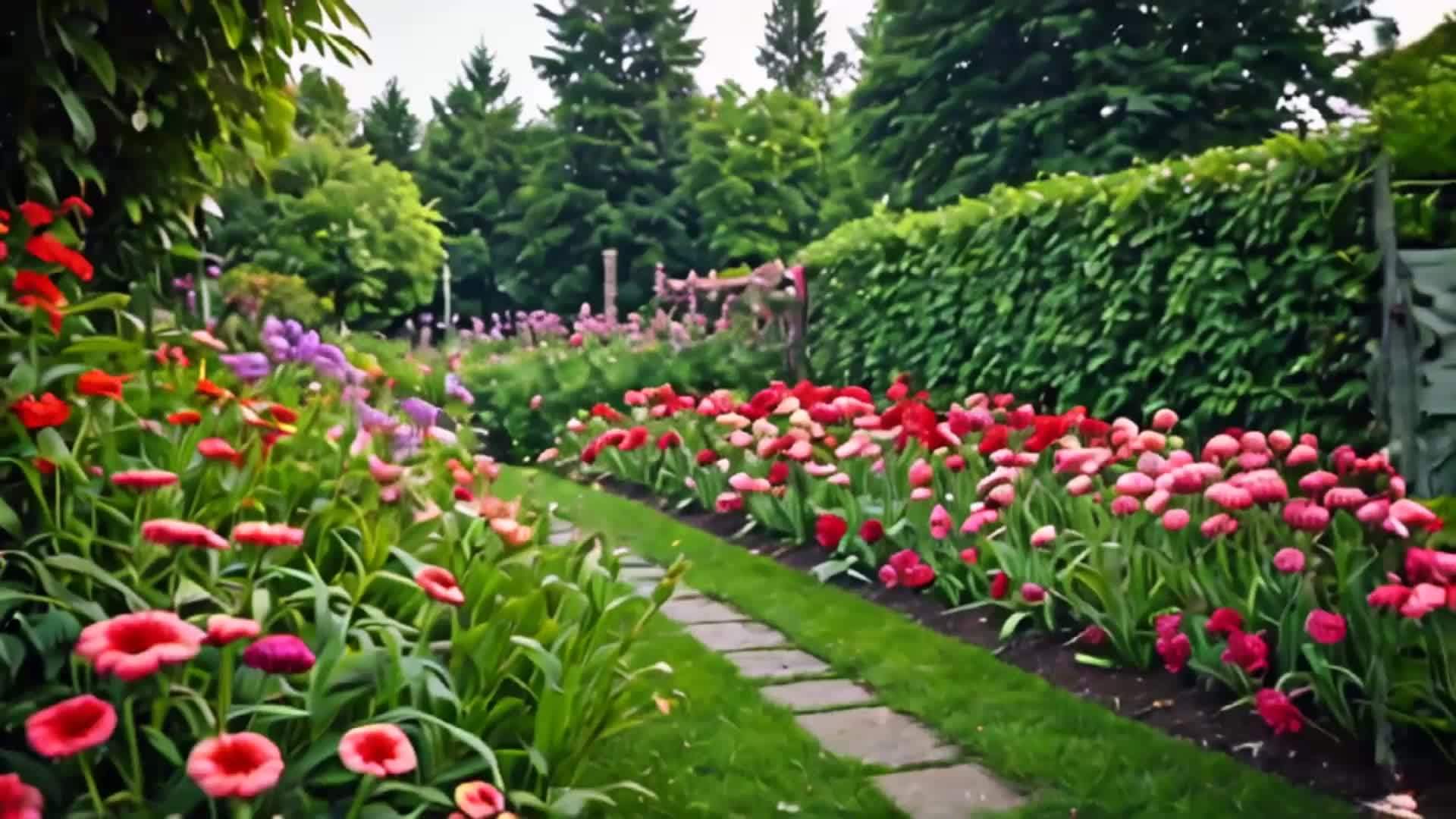 公园花丛美丽自然风光景色风景视频的预览图