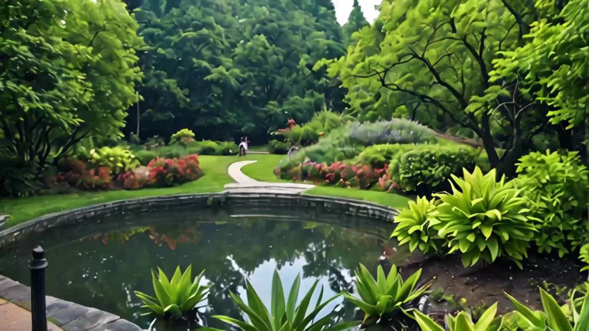 公园池塘美丽自然风光景色视频的预览图