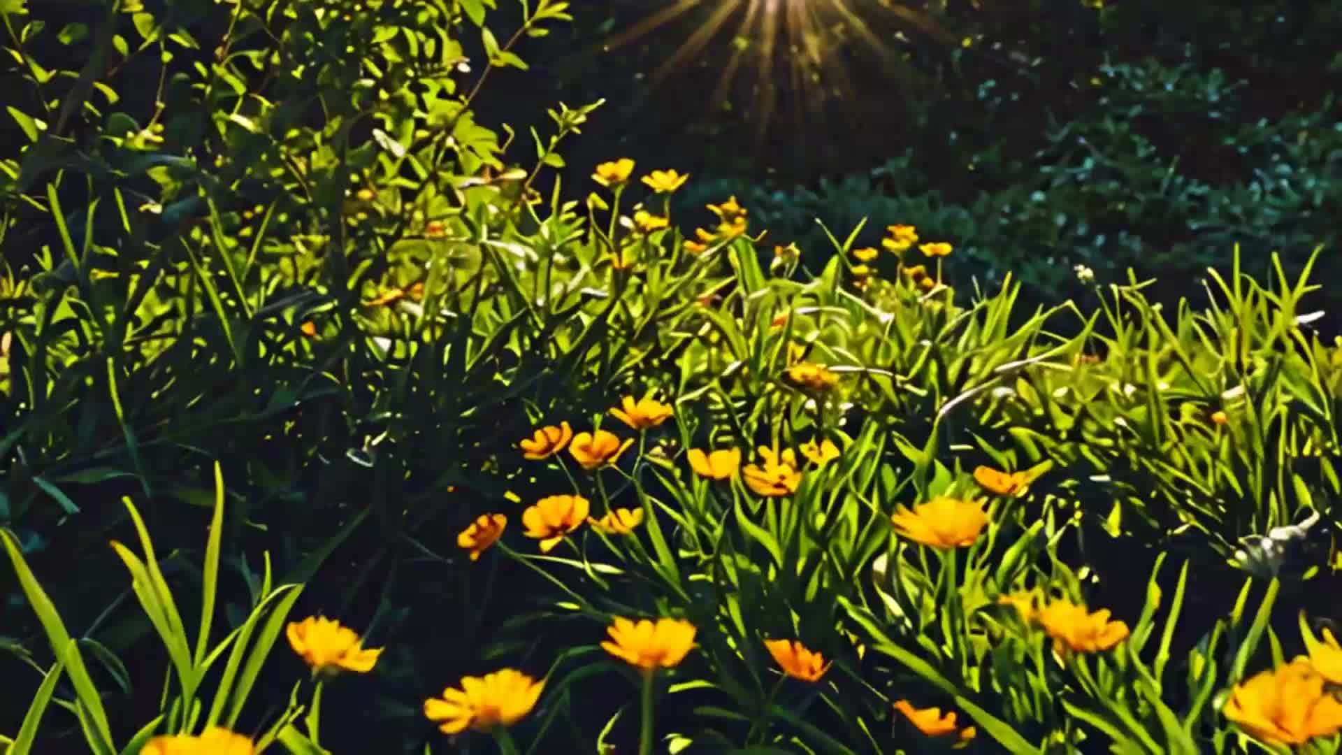 春天的自然风光阳光穿过鲜花美丽的空镜视频的预览图