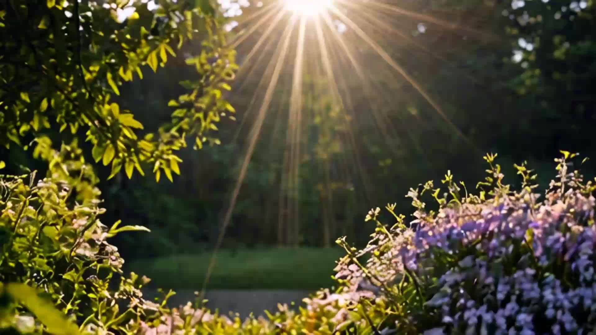 太阳穿过花丛视频的预览图