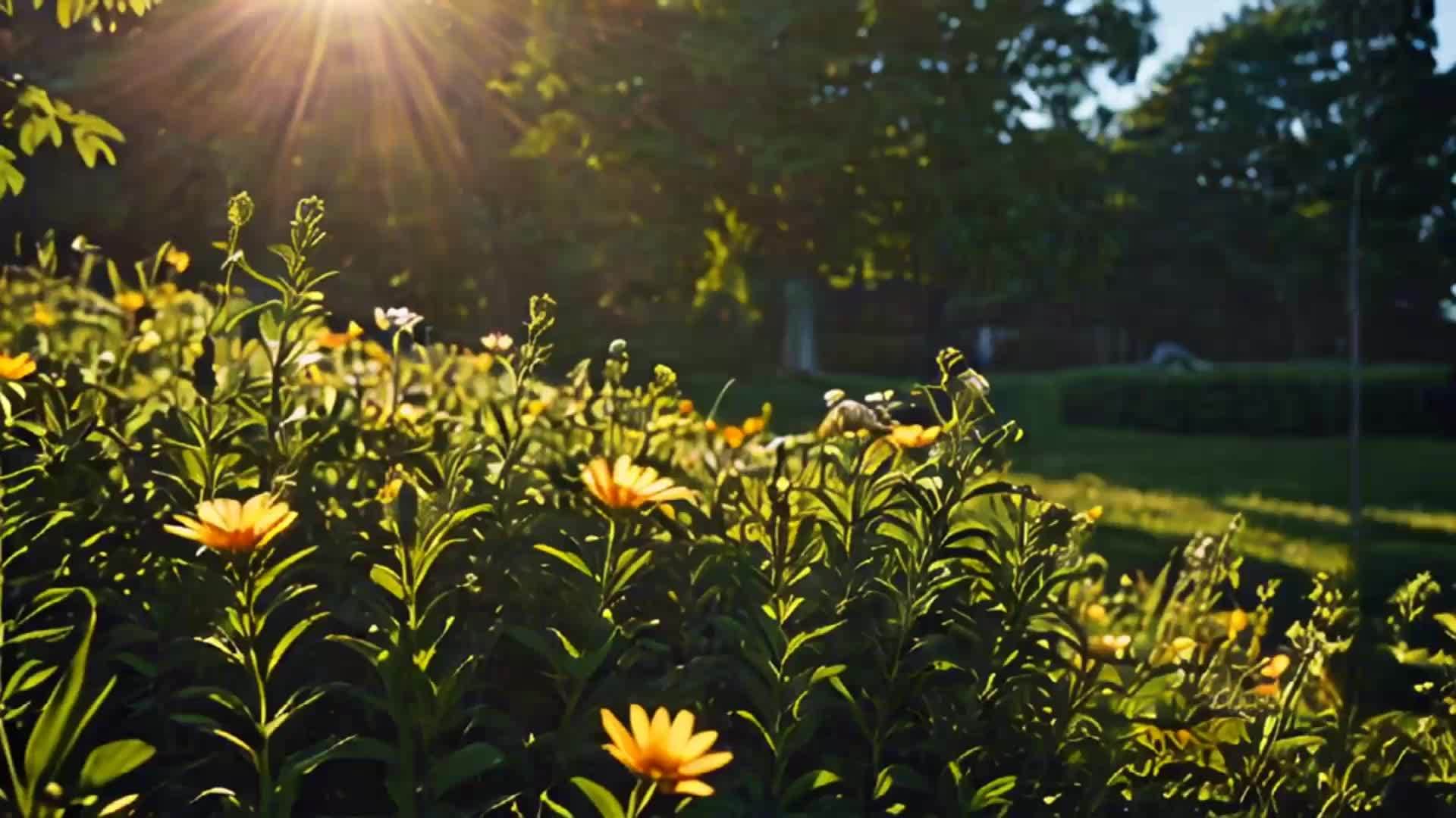 阳光穿过花的美丽空镜视频的预览图
