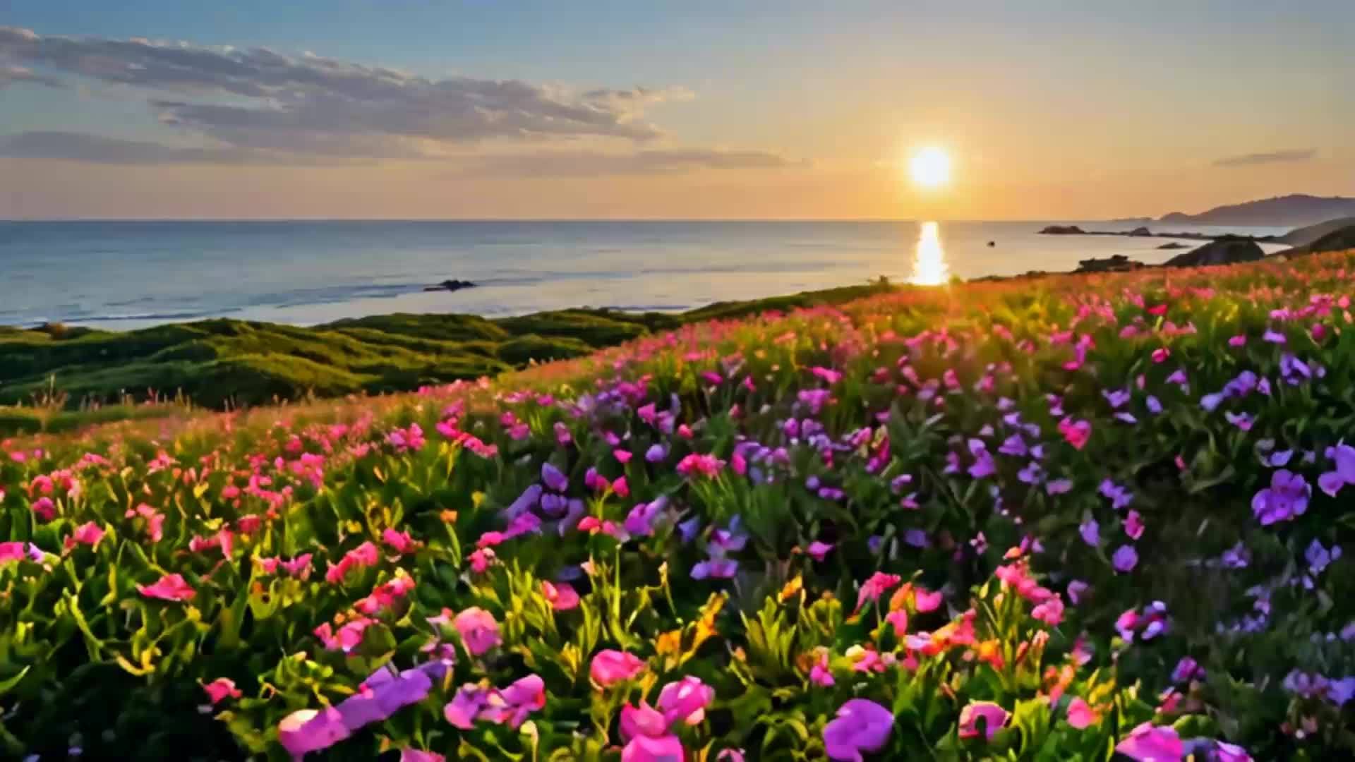 海与花的美丽空镜视频的预览图