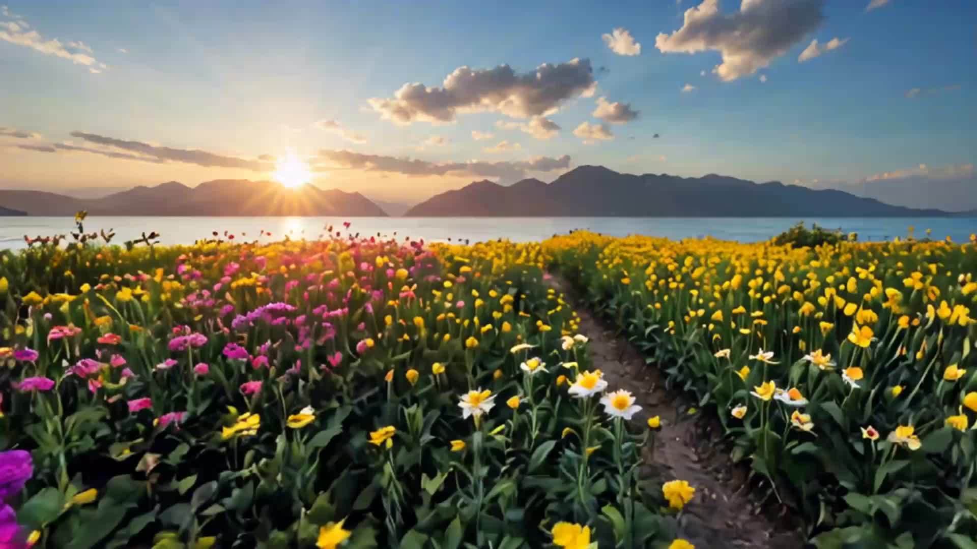太阳穿过花丛视频的预览图