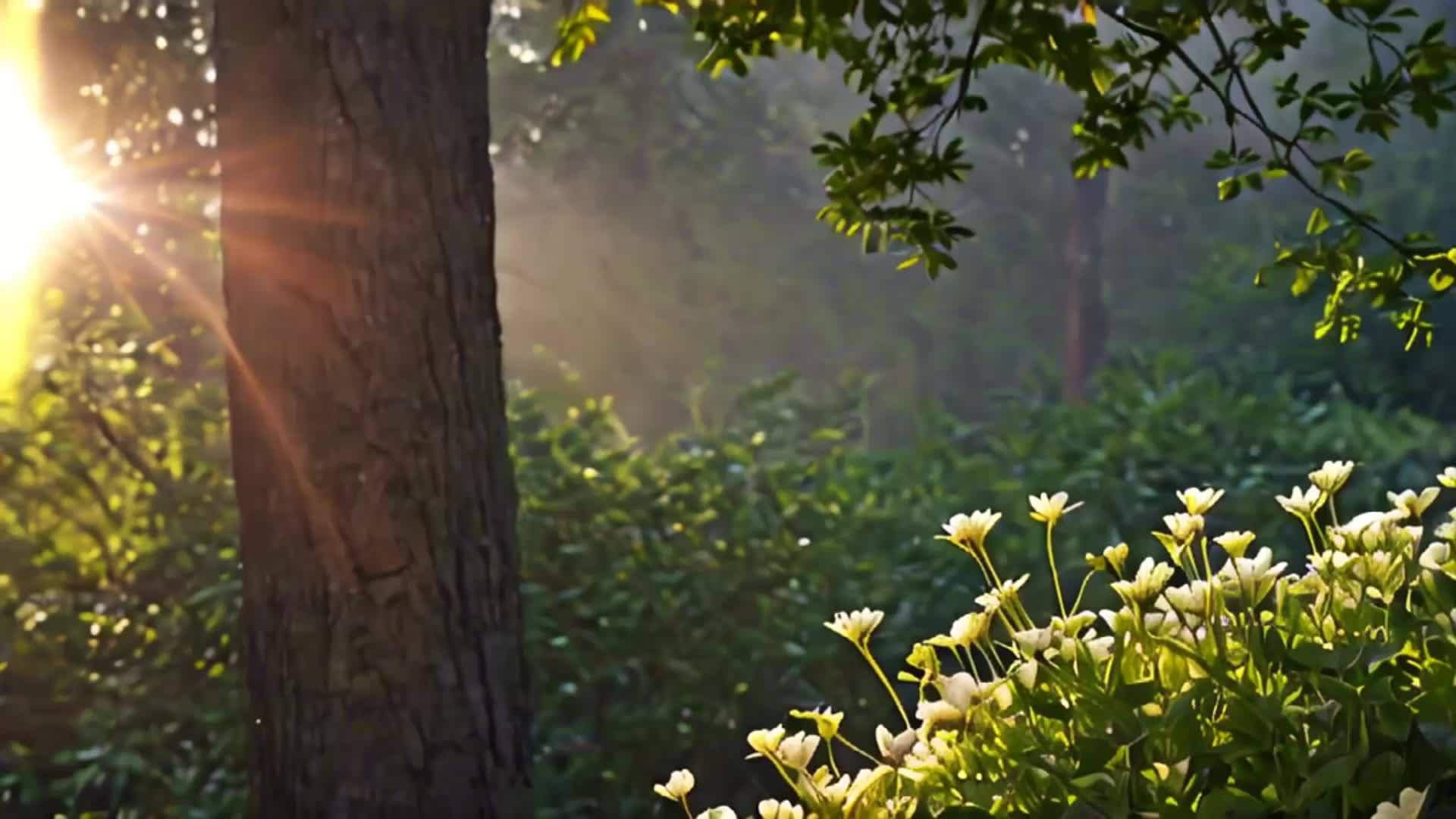 阳光穿过花的风景视频的预览图