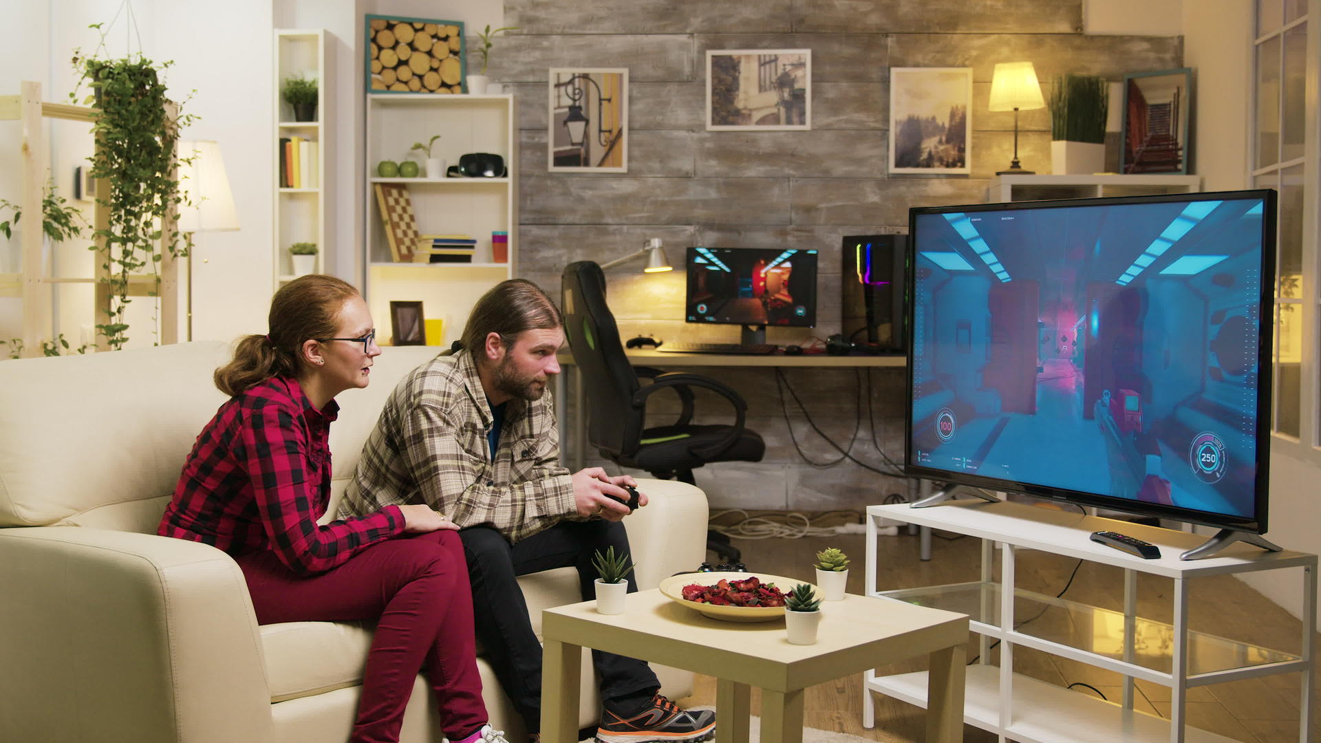 男人在玩电子游戏时结束游戏视频的预览图