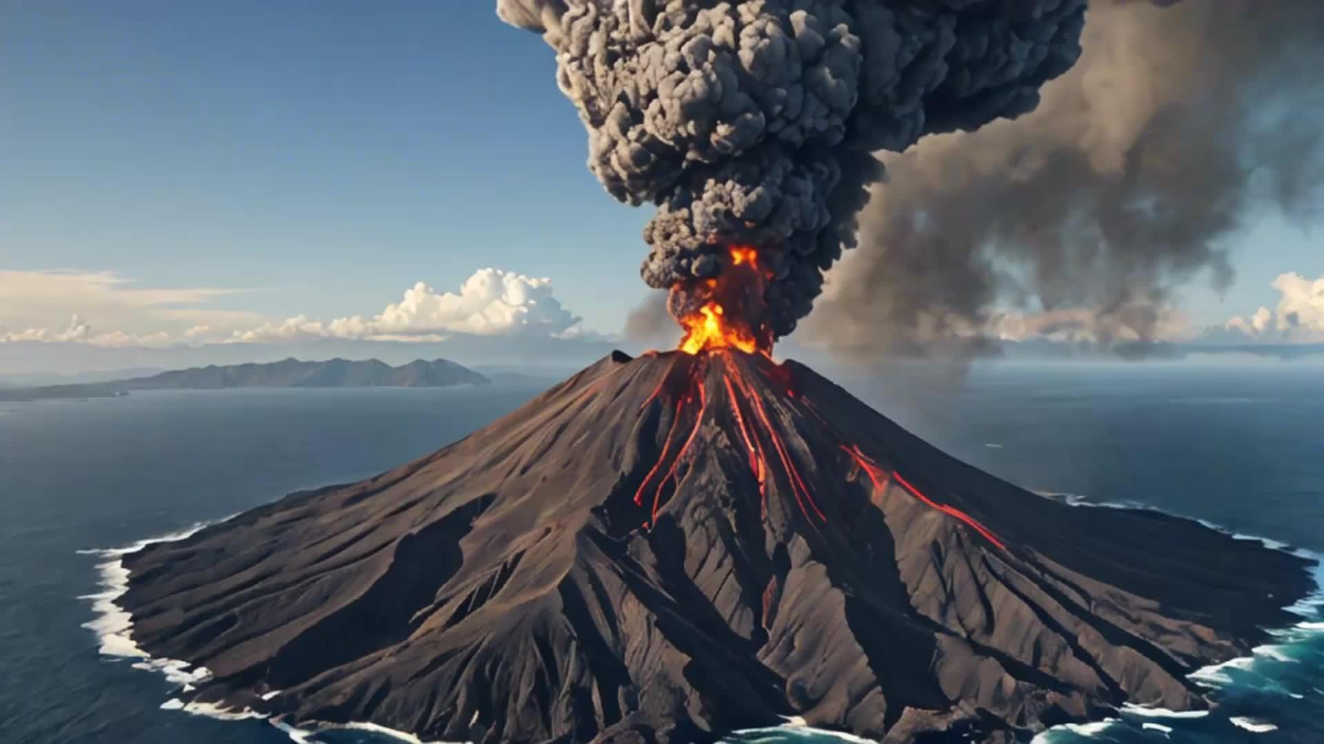 火山喷发燃烧背景视频视频的预览图