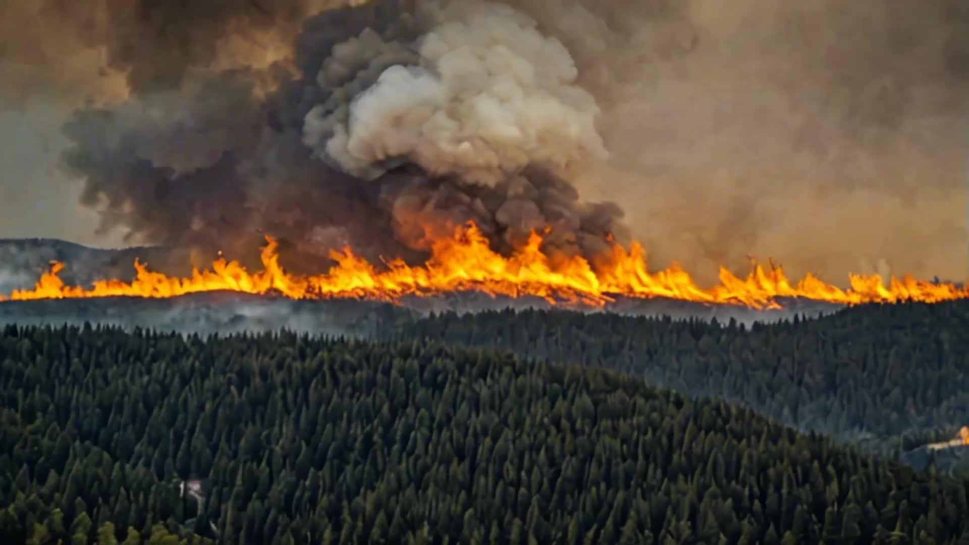 山火火焰燃烧浓烟浓烟视频的预览图
