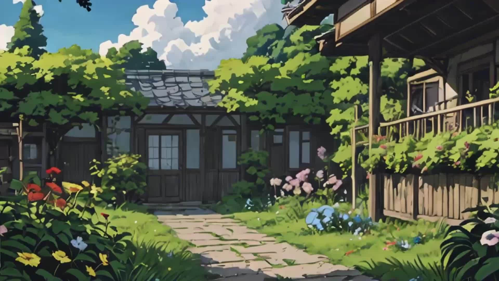 动画片乡村花丛小屋视频的预览图