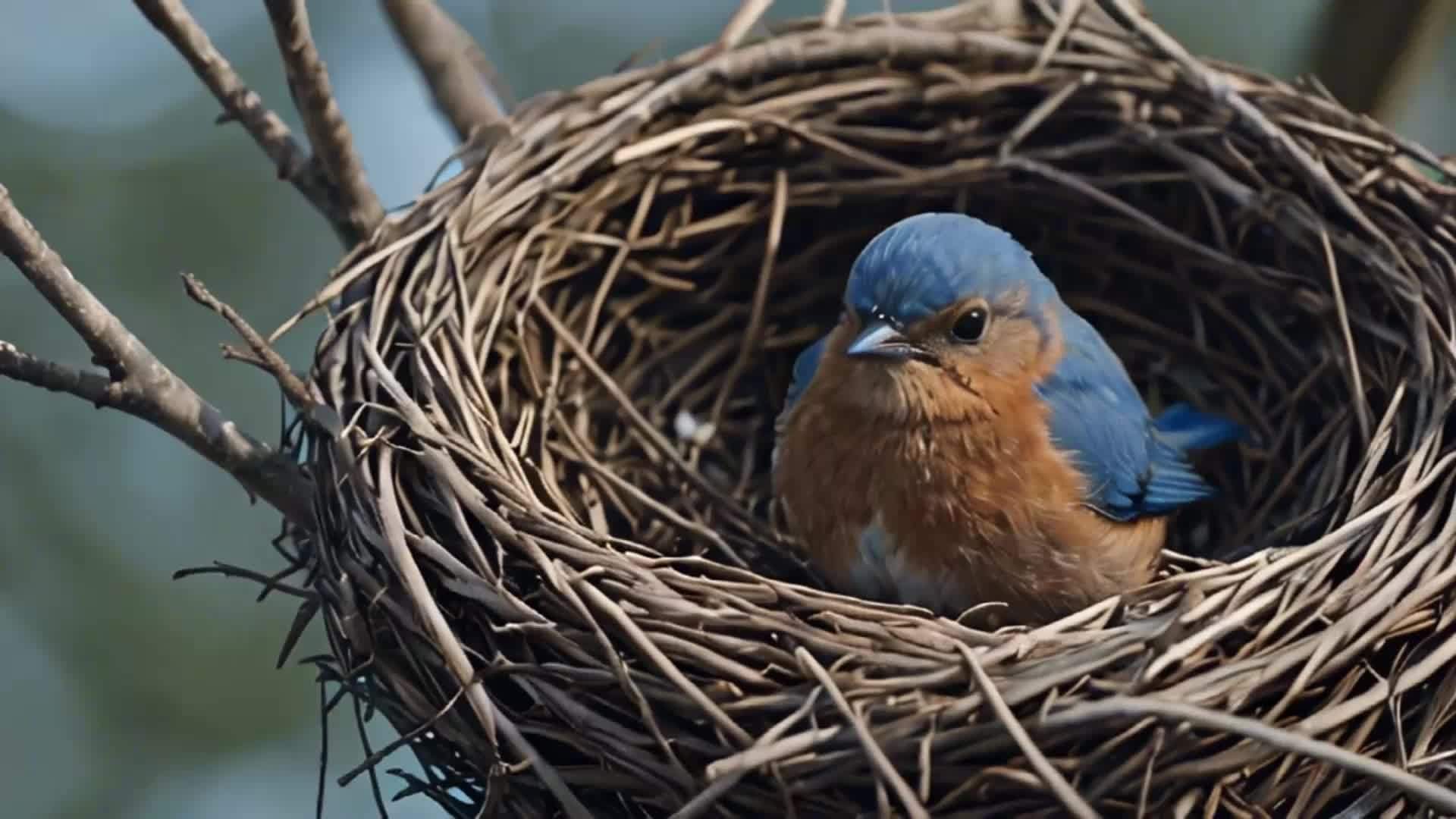 蓝鸟筑巢孵蛋视频的预览图