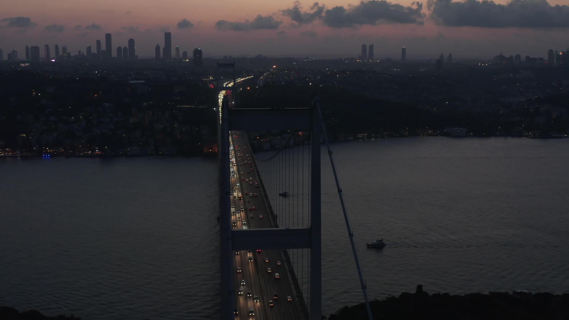 夜晚的大桥城市天际视频的预览图