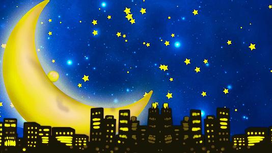 卡通城市唯美夜空视频的预览图