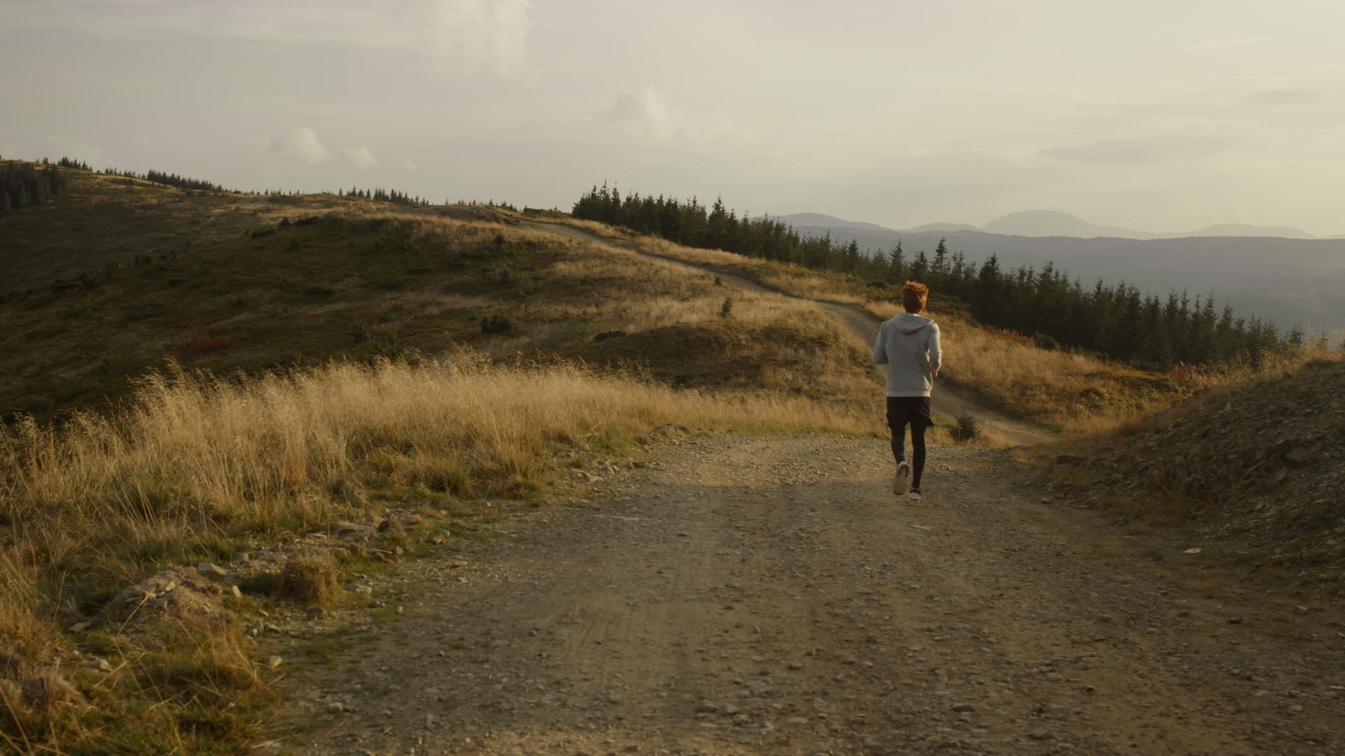 男运动员在山区跑步视频的预览图