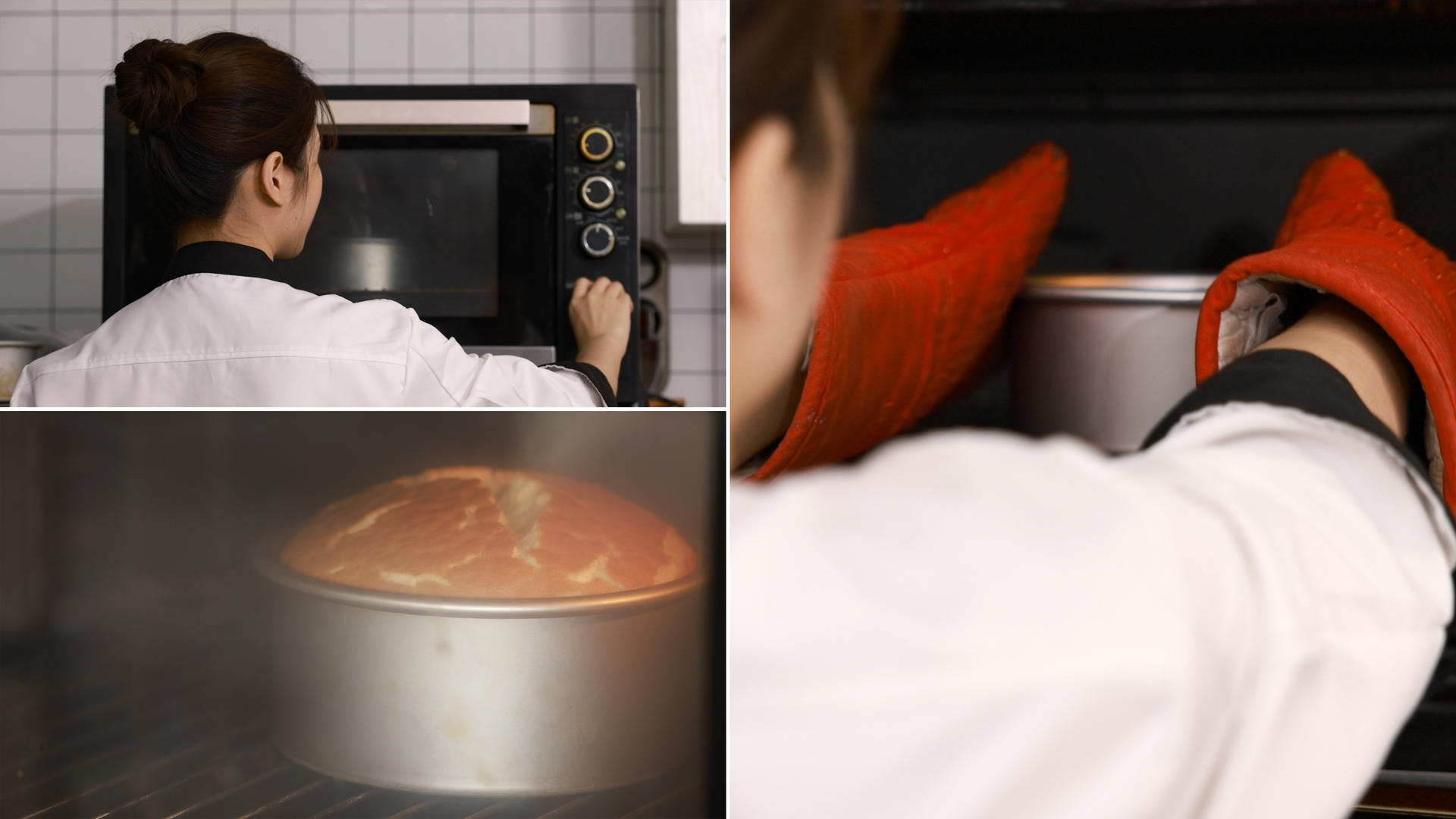 面点师将面糊放进烤箱烤熟后拿出视频的预览图